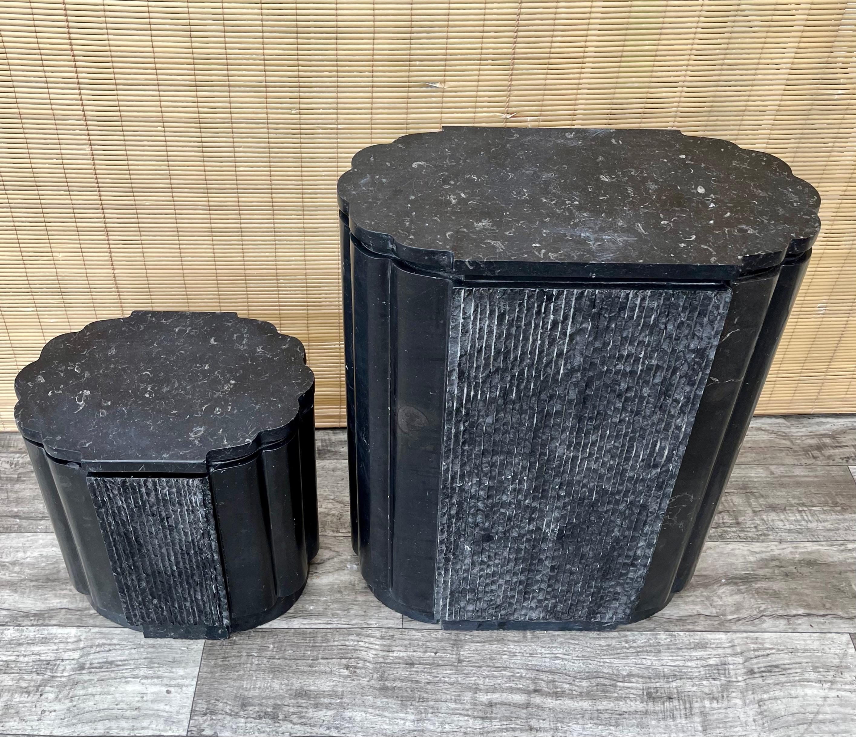 Late 20th Century A Pair of Postmodern Marble Pedestals. Circa 1980s. For Sale