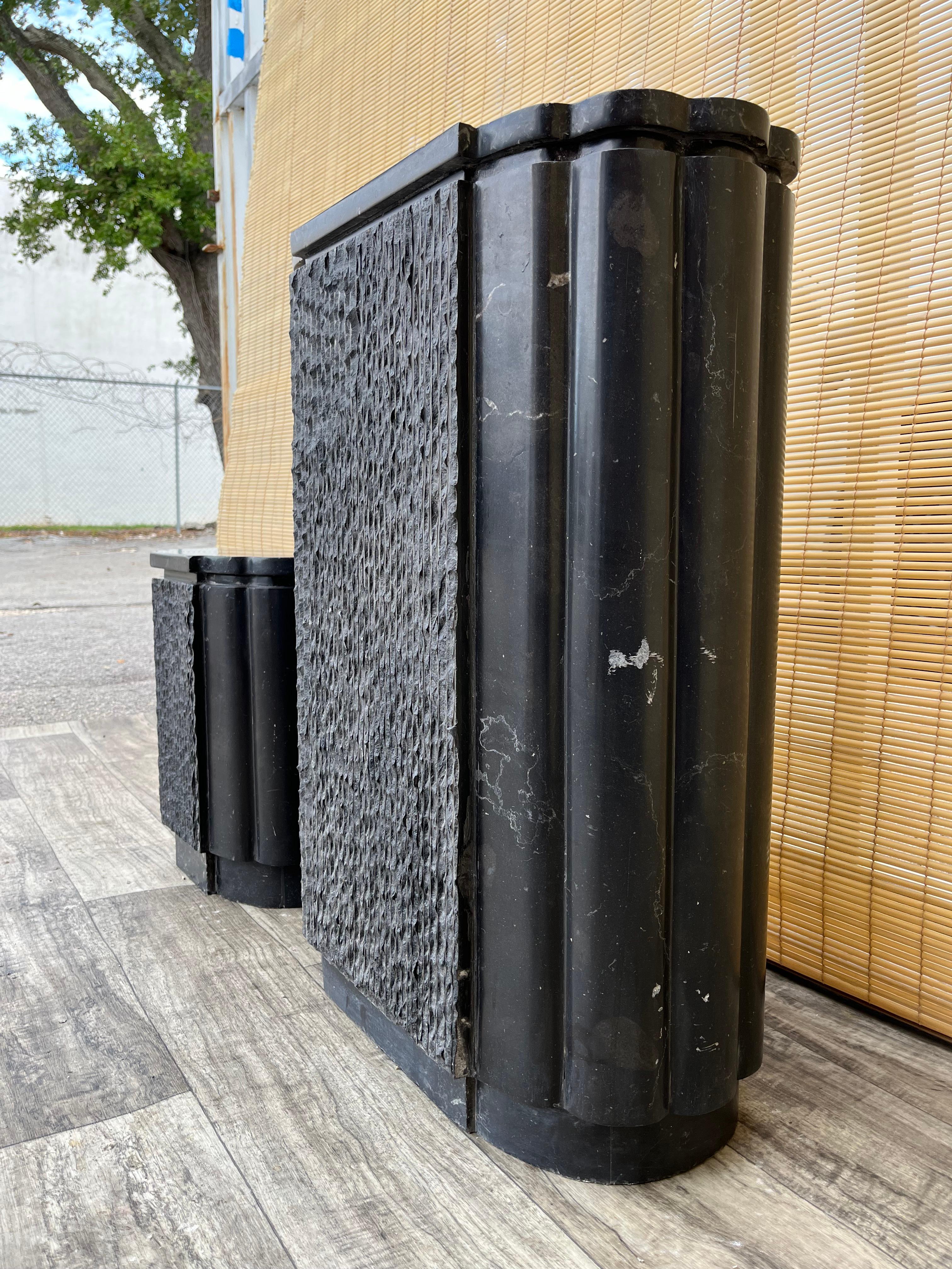 A Pair of Postmodern Marble Pedestals. Circa 1980s. For Sale 1