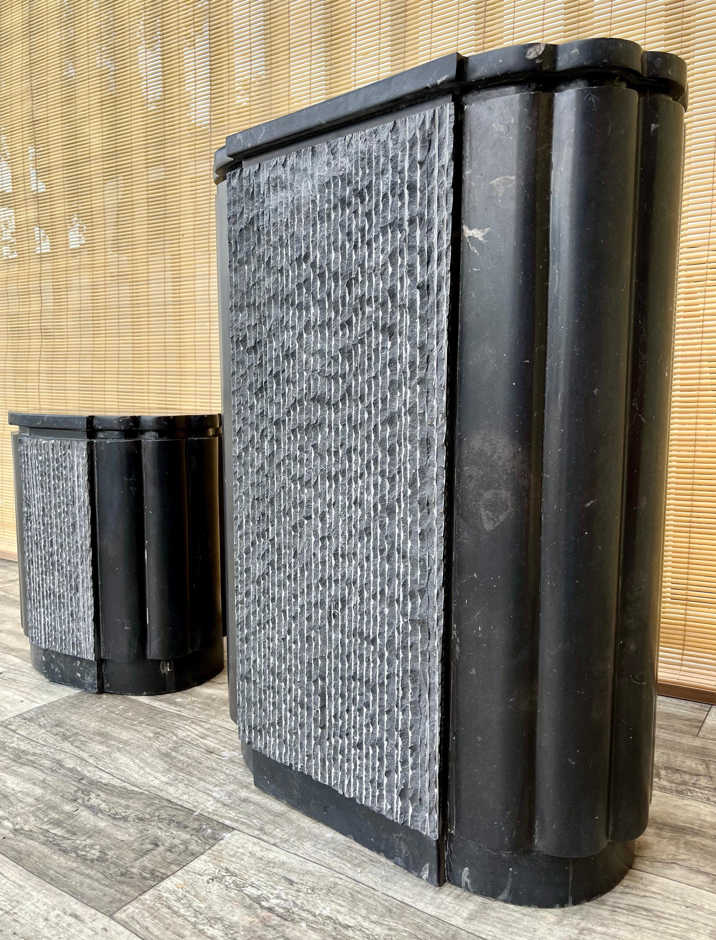 A Pair of Postmodern Marble Pedestals. Circa 1980s. For Sale 2