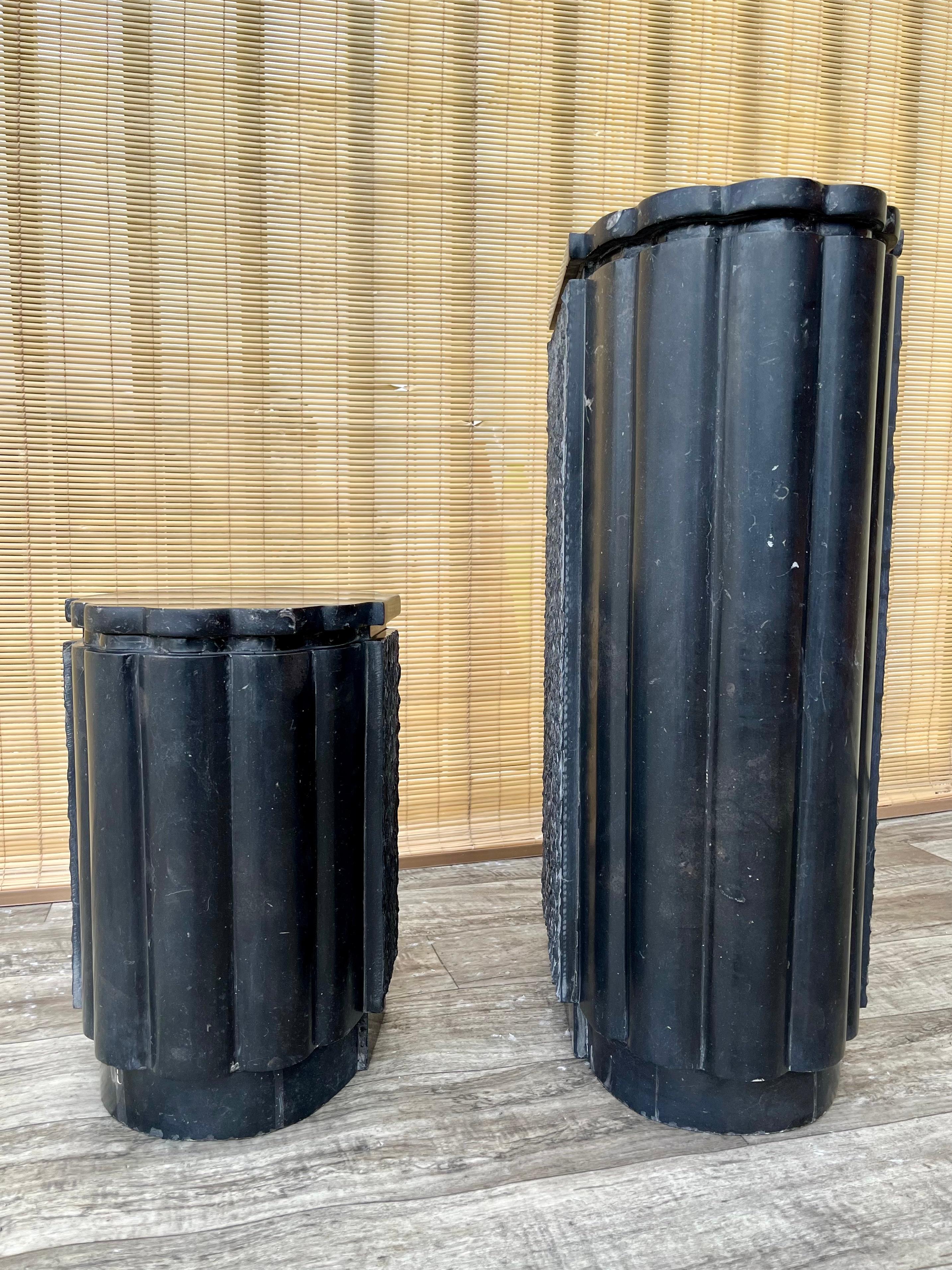 A Pair of Postmodern Marble Pedestals. Circa 1980s. For Sale 3