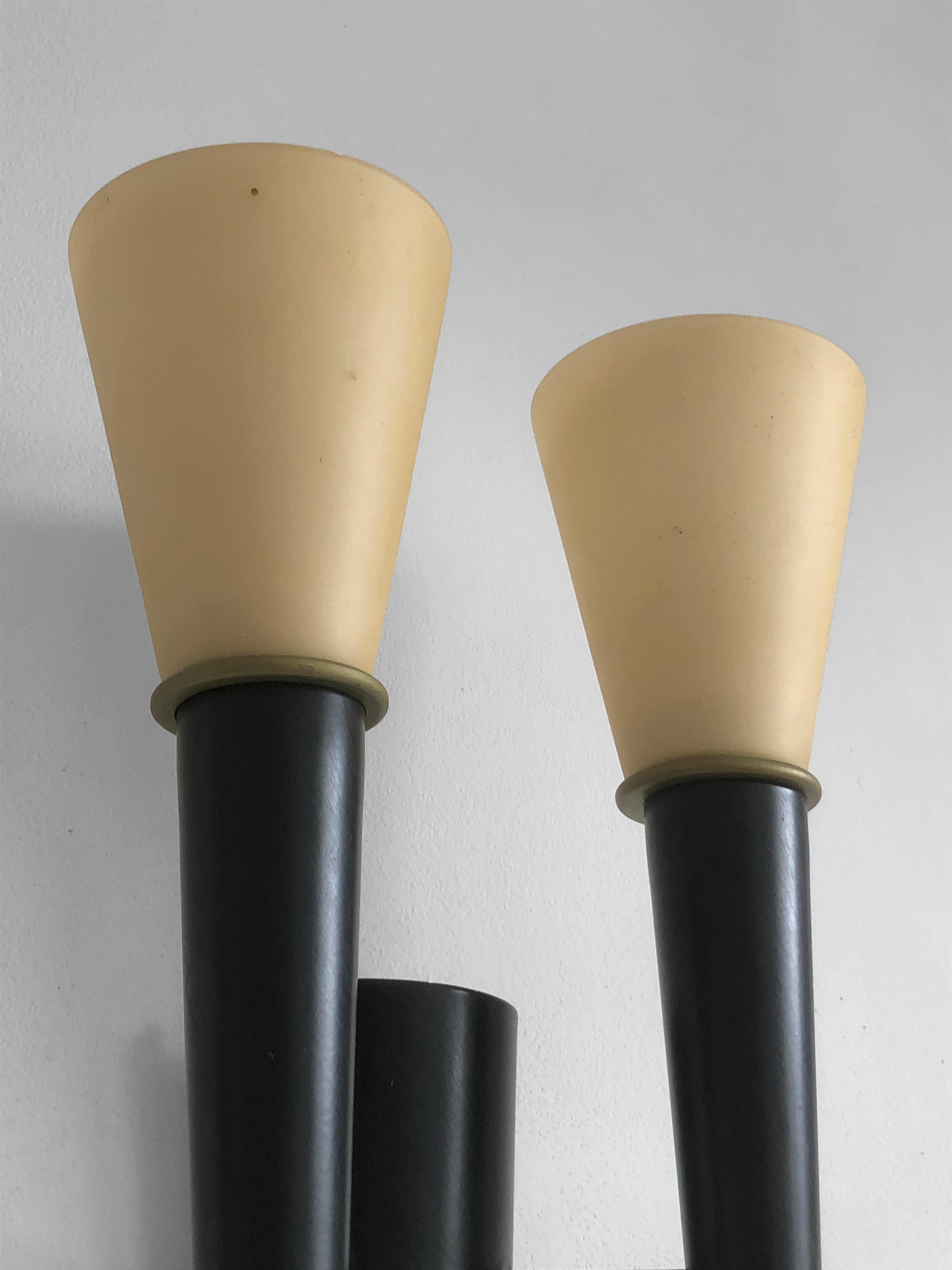 Glass A Pair of POSTMODERN NEOCLASSICAL Wall LAMPS Sconces France 1990-2000 For Sale