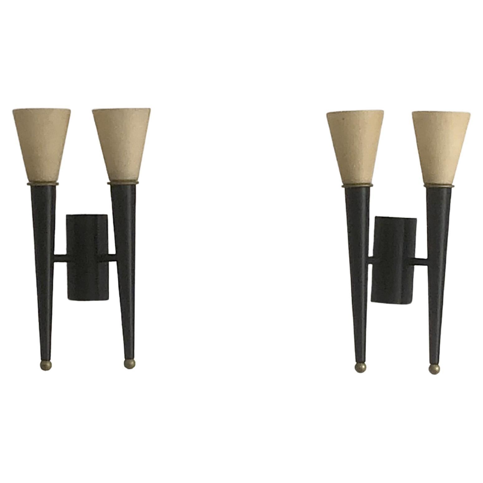 A Pair of POSTMODERN NEOCLASSICAL Wall LAMPS Sconces France 1990-2000