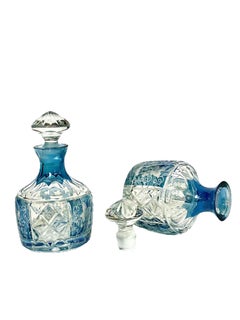 Pair of Crystal Flacons with Vine and Grape Engravings