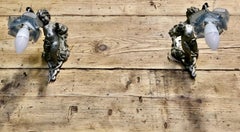 A Pair of Pretty French Arts and Crafts Cherub Wall Lights