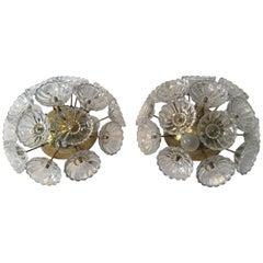 Pair of "Pusteblume" Blowball Flower Glass Sputnik Flush Mount/Sconces