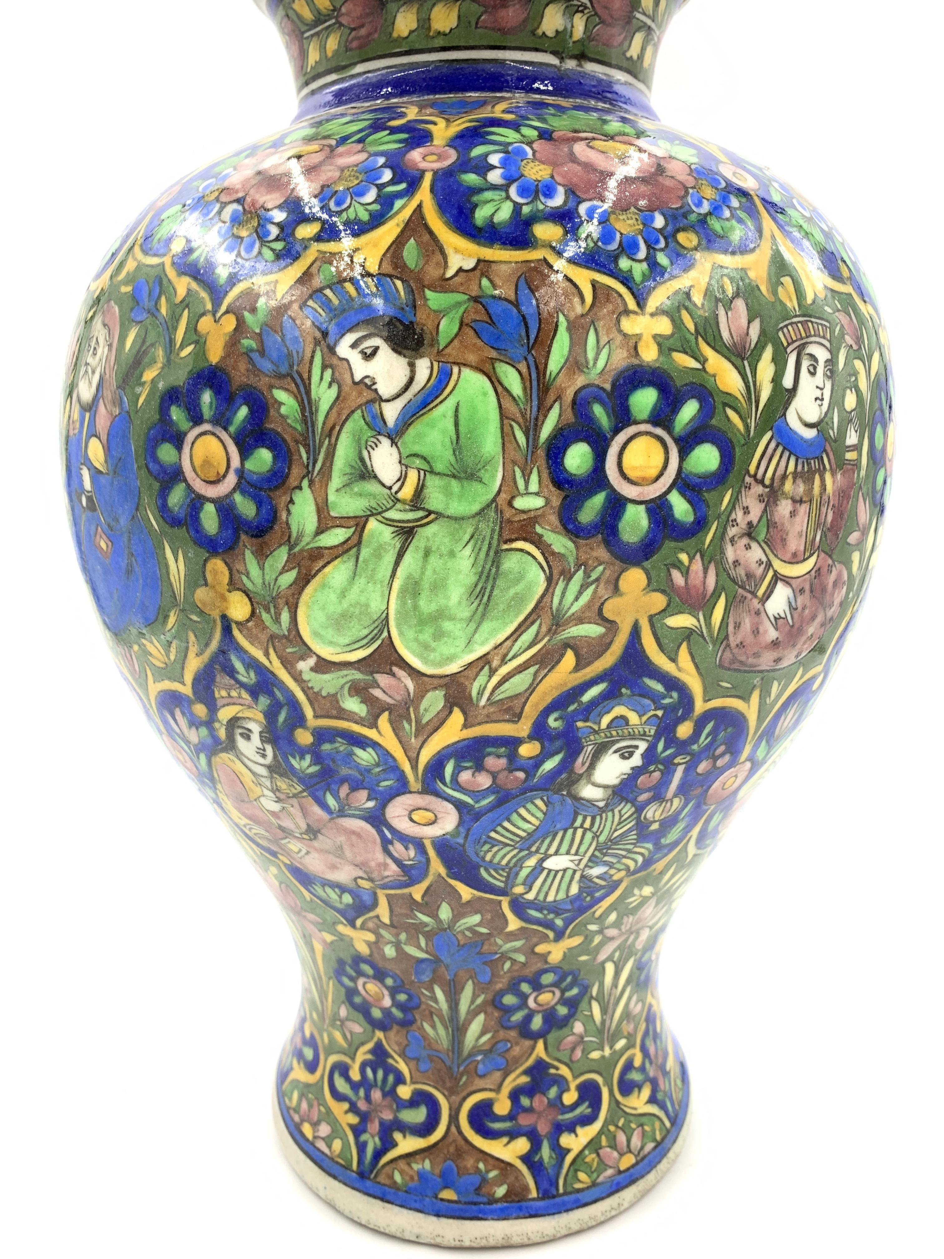 Pair of Qajar Vases with Floral Design, 19th Century 5