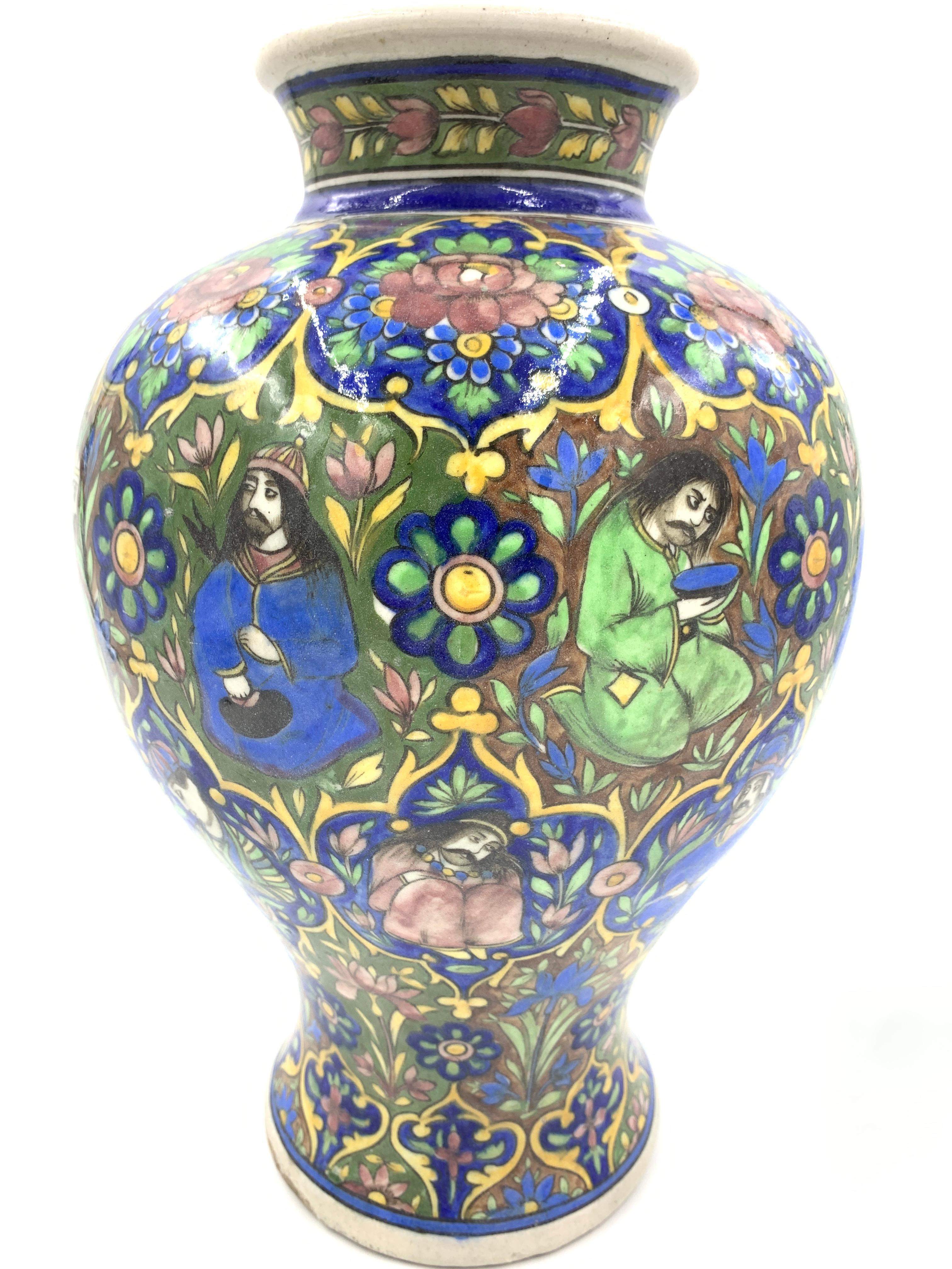Pair of Qajar Vases with Floral Design, 19th Century 3