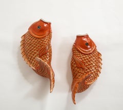 Pair of Qing Dynasty, 18th/19th C. Chinese Porcelain Carp Form Wall Brackets