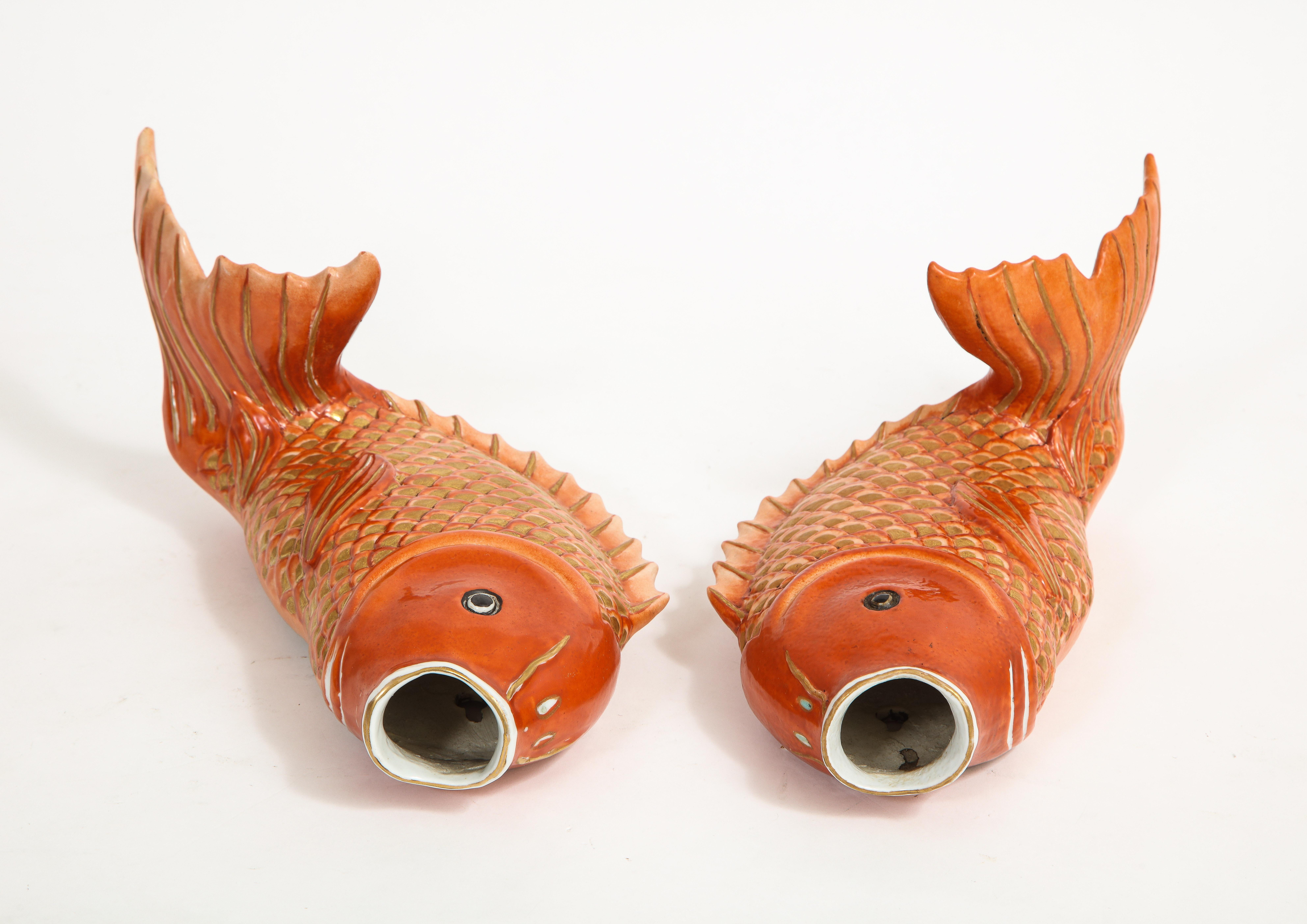 Pair of Qing Dynasty, 18th/19th C. Chinese Porcelain Carp Form Wall Brackets 4