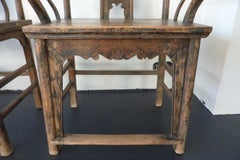 A Pair of Qing Dynasty Shanxi Province Hand-Carved Elm Scholar's Hat Armchairs