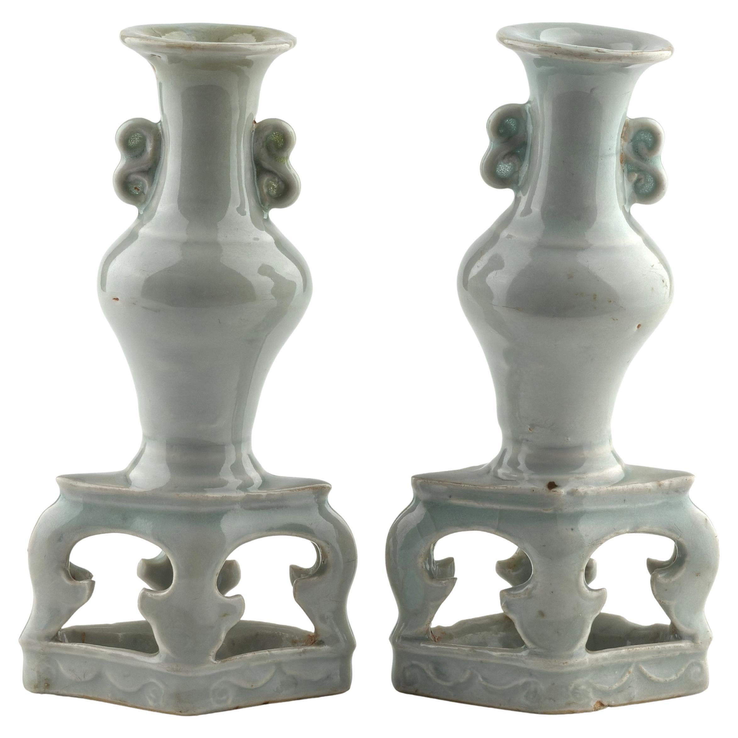 A Pair of Qingbai Incense Stands, Song-Yuan Dynasty