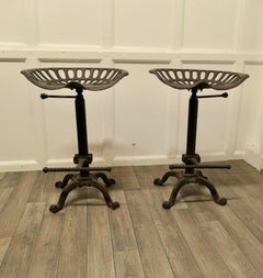 Pair of Quirky Tractor Seat Kitchen/Bar High Stools
