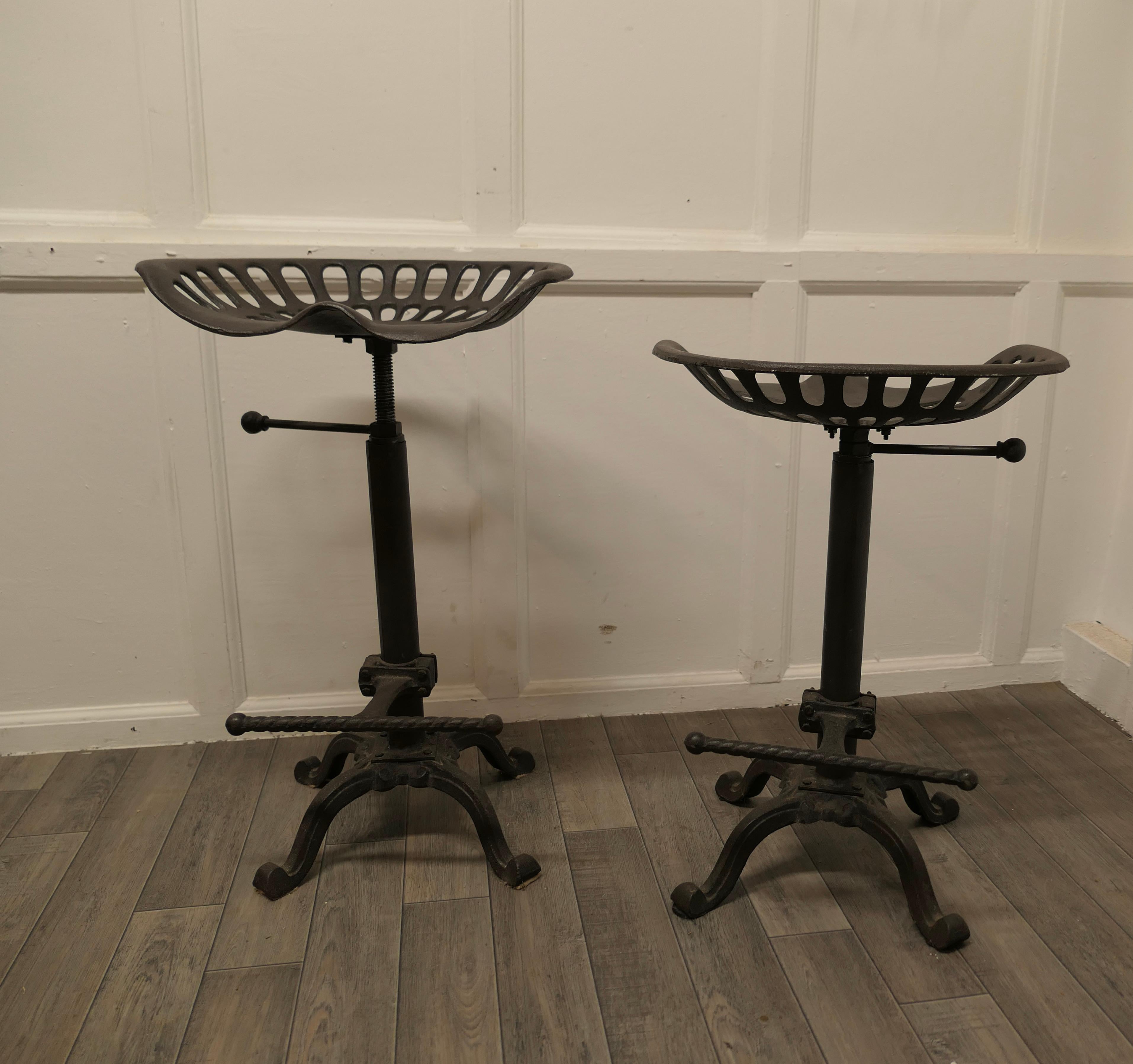 20th Century Pair of Quirky Tractor Seat Kitchen/Bar High Stools For Sale