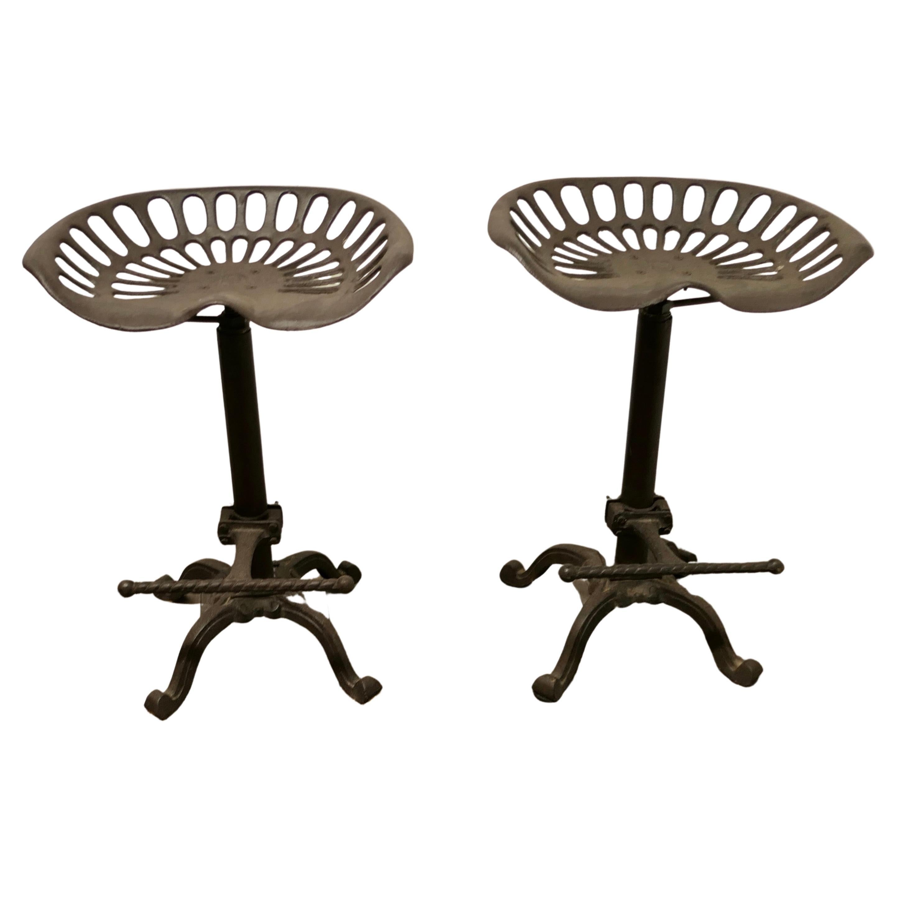 Pair of Quirky Tractor Seat Kitchen/Bar High Stools For Sale