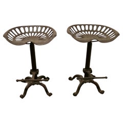Retro Pair of Quirky Tractor Seat Kitchen/Bar High Stools