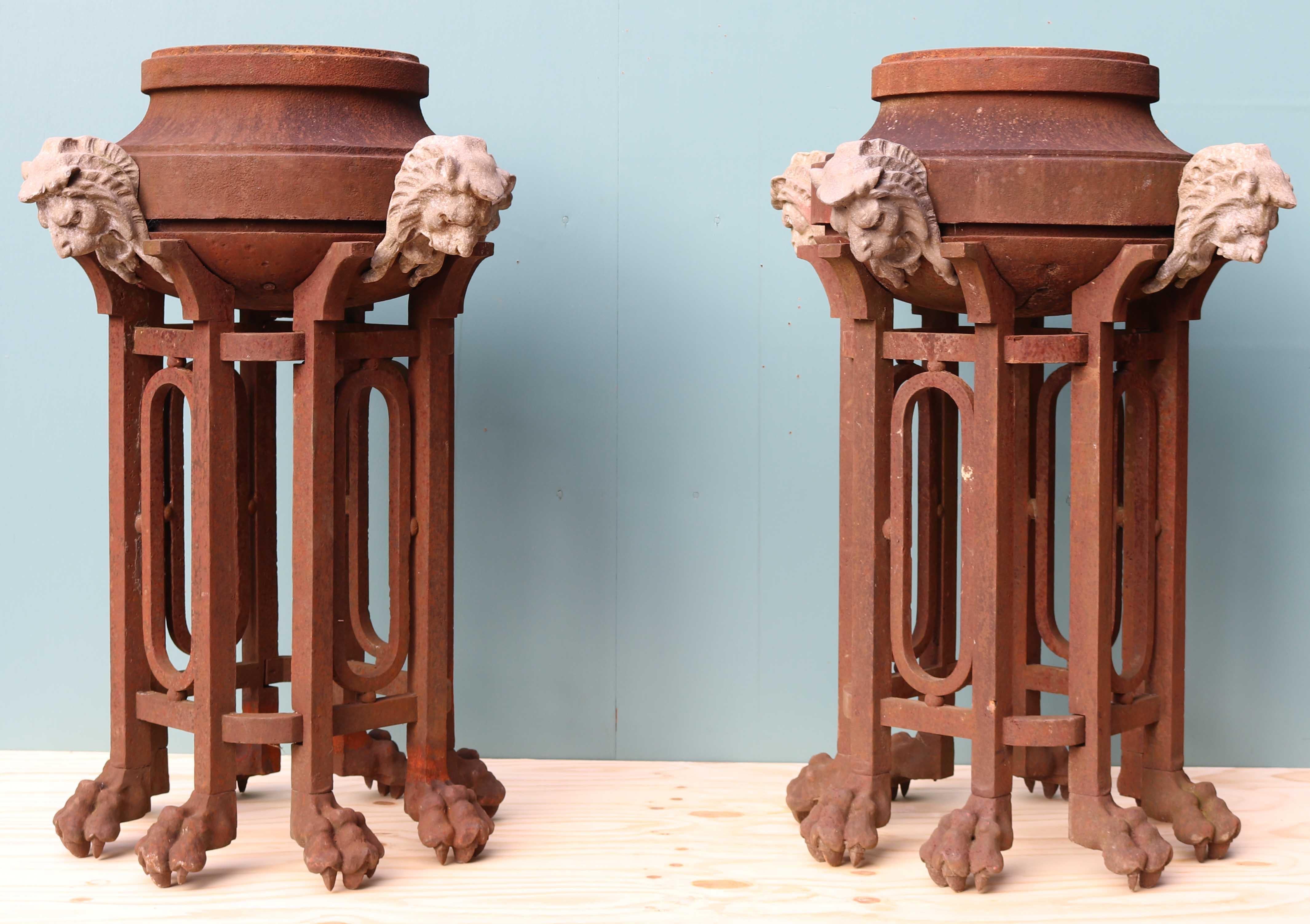 Pair of Rare Antique Cast Iron Braziers at 1stDibs braziers for sale