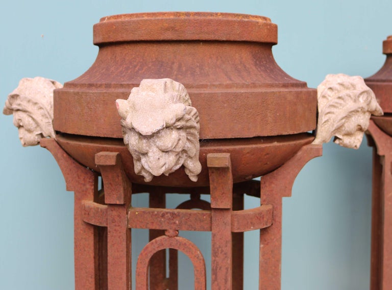 Pair of Rare Antique Cast Iron Braziers For Sale at 1stdibs