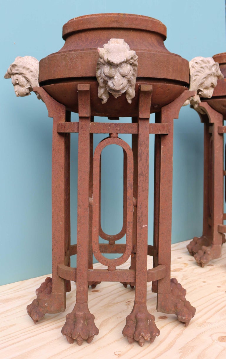 Pair of Rare Antique Cast Iron Braziers For Sale at 1stdibs