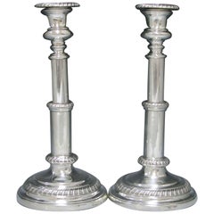 Pair of Rare Antique Silver Telescopic Candlesticks