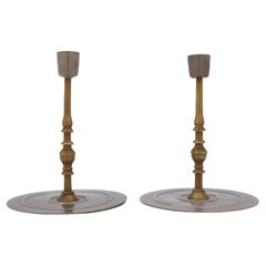 A pair of Rare Candle Sticks - Firma Svenskt Tenn, Sweden - Pewter & Brass 1931