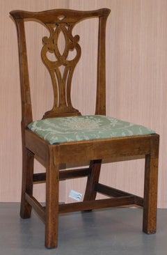 Pair of Rare circa 1780 Chippendale Burr Fruit Wood Chairs Stunning Timber