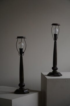 Pair of Rare Danish Art Deco Table Lamps by Just Andersen in Diskometal, 1920s