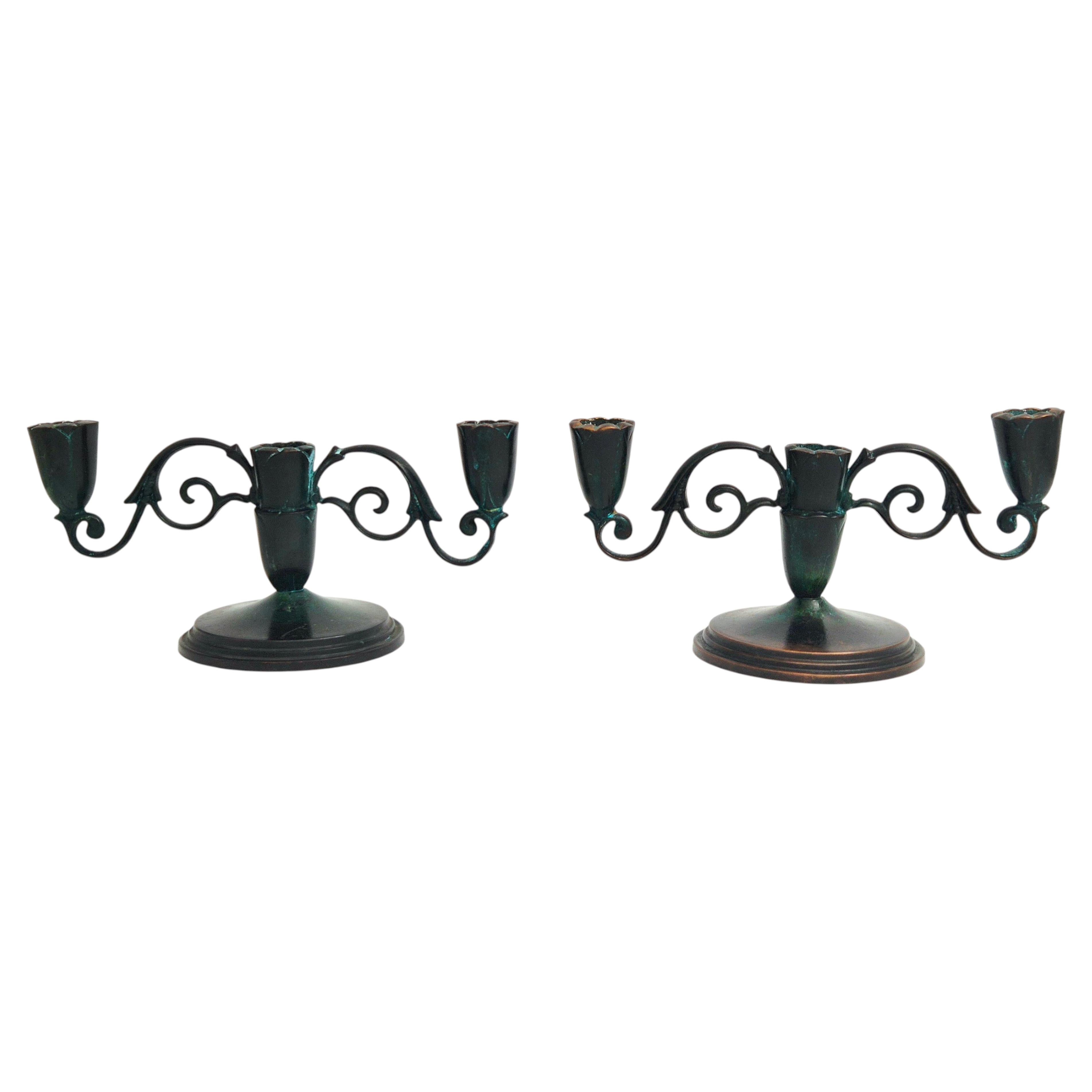 A pair of rare decorative Candelabras in bronze, Danish Grace 1920/30s