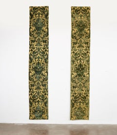 A Pair of Rare Genoese Green Cut Velvet Wall Hangings c. 1580