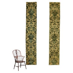 A Pair of Rare Genoese Green Cut Velvet Wall Hangings c. 1580