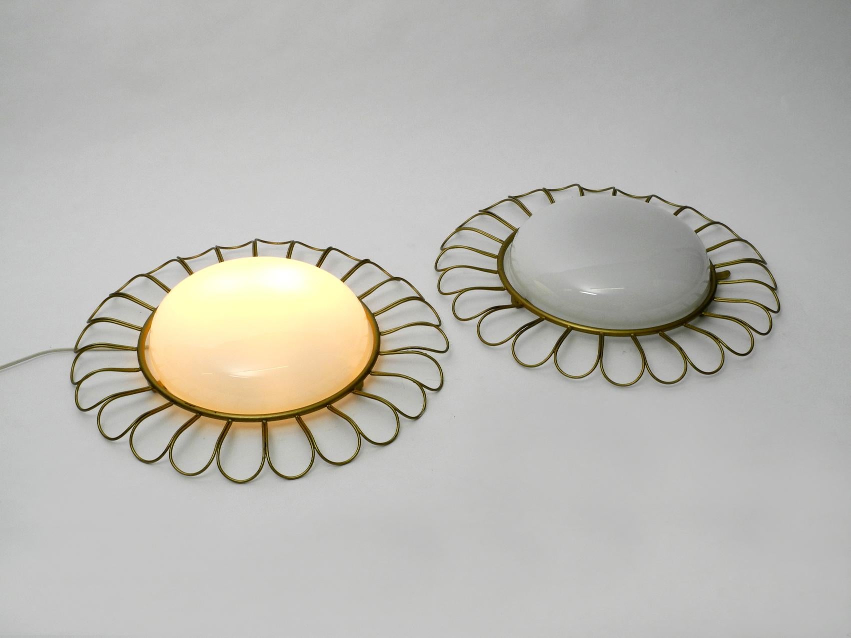 German Pair of Rare Large Midcentury Sunburst Wall or Ceiling Lamps from Limburg