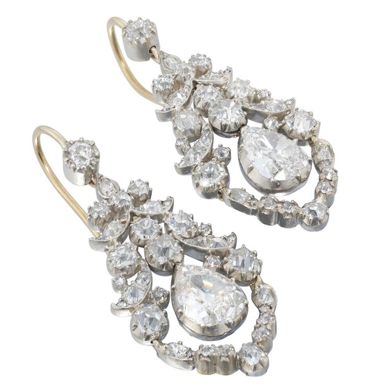 A Pair of Rare Late Georgian Diamond Earrings In Good Condition For Sale In London, GB