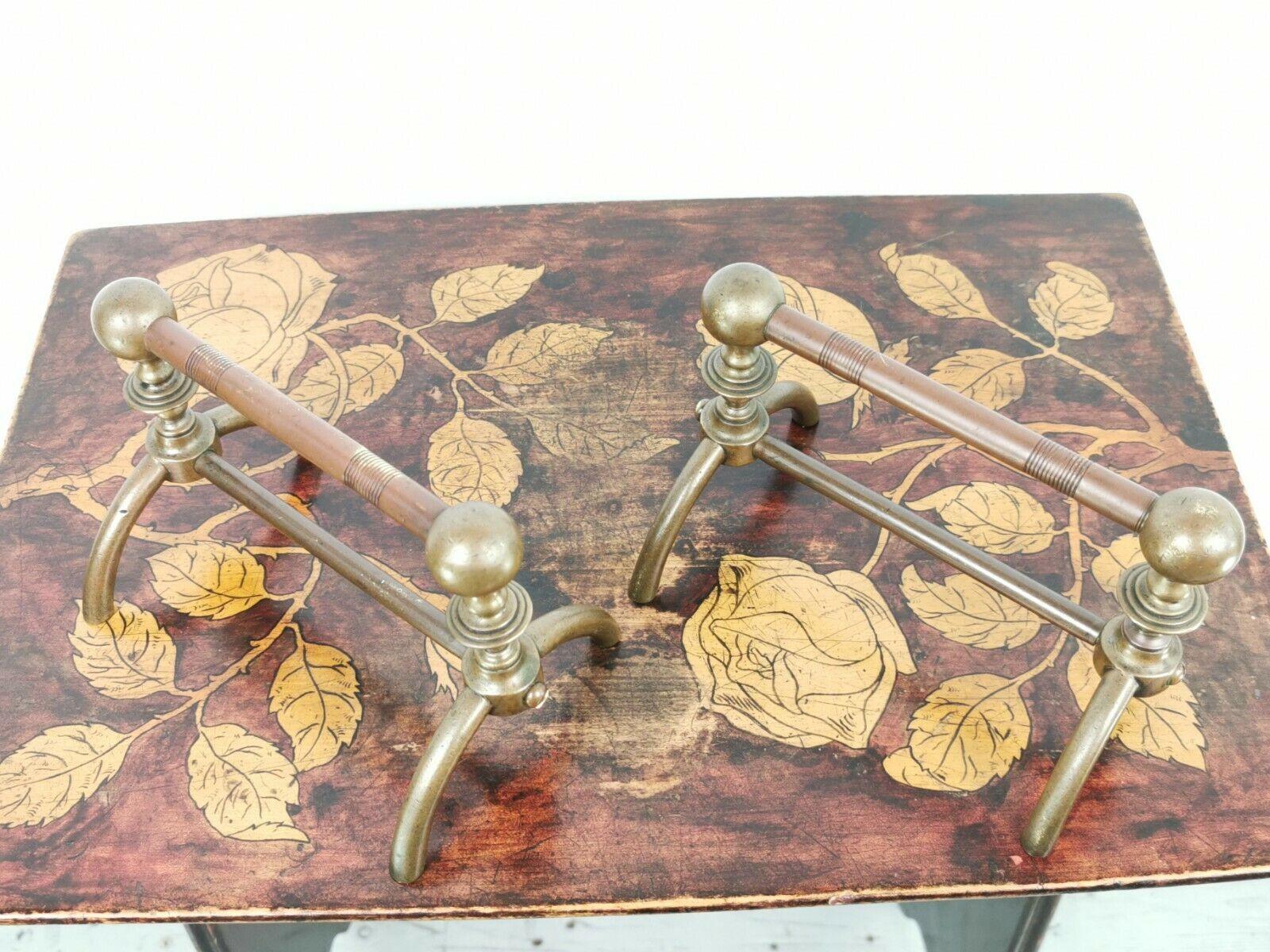 Pair of Rare Late Victorian 19th Century Aesthetic Movement Brass Firedogs For Sale 4