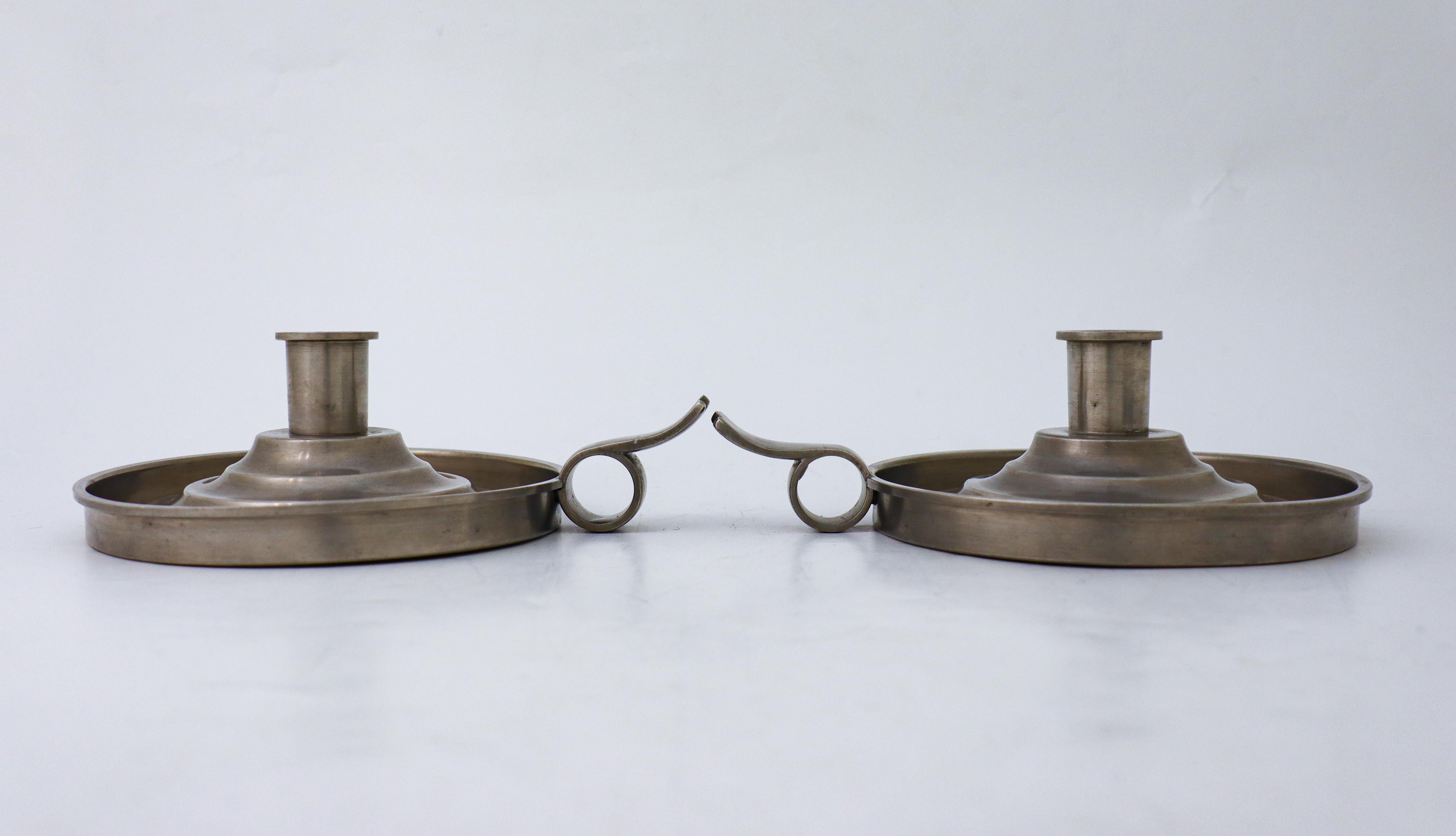 Pair of Rare Night Candlesticks, Art Deco 1931, CG Hallberg Sweden In Excellent Condition For Sale In Stockholm, SE