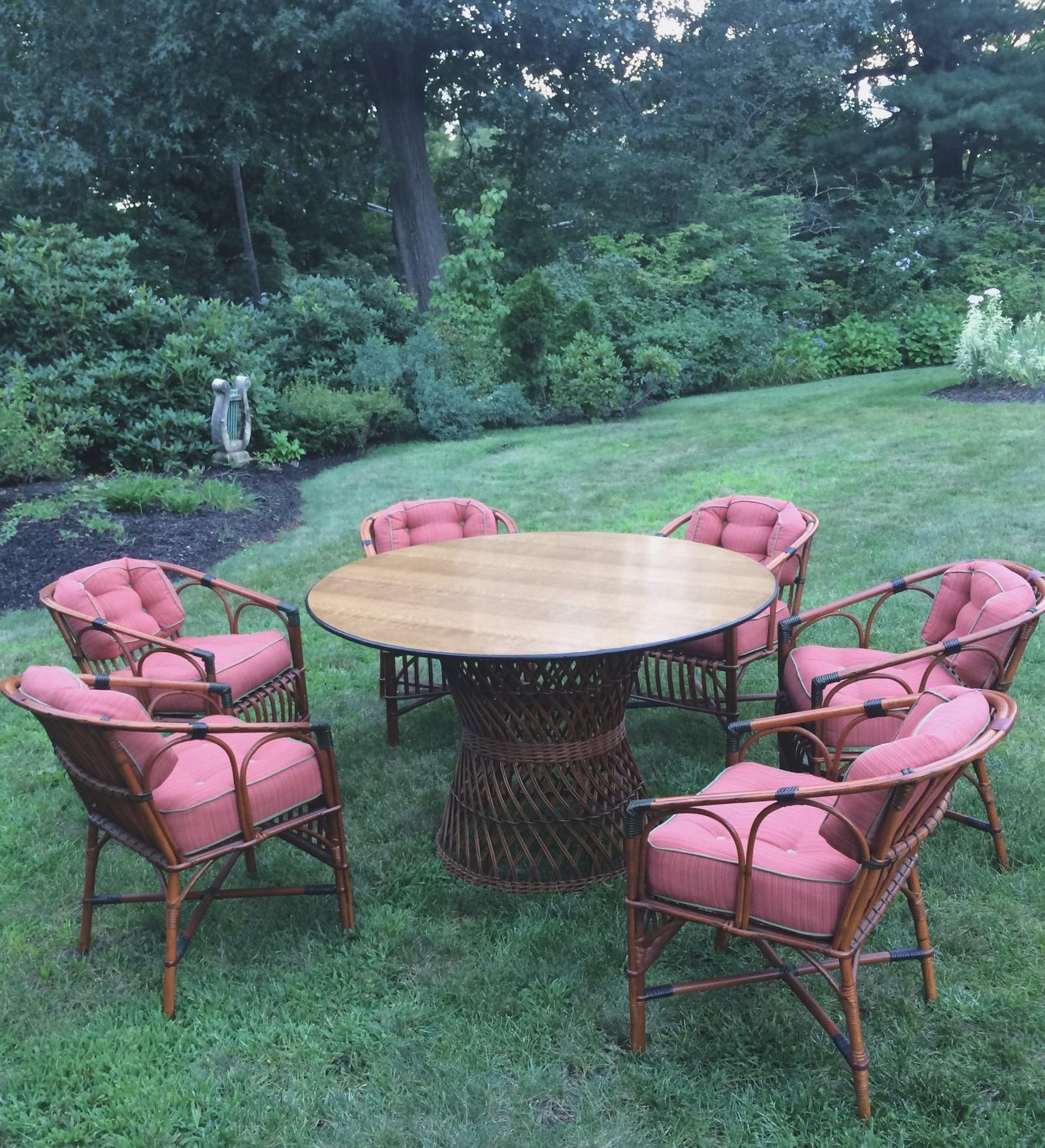 A Pair of Rattan / Bentwood Dining / Arm Chairs In Good Condition For Sale In Nashua, NH