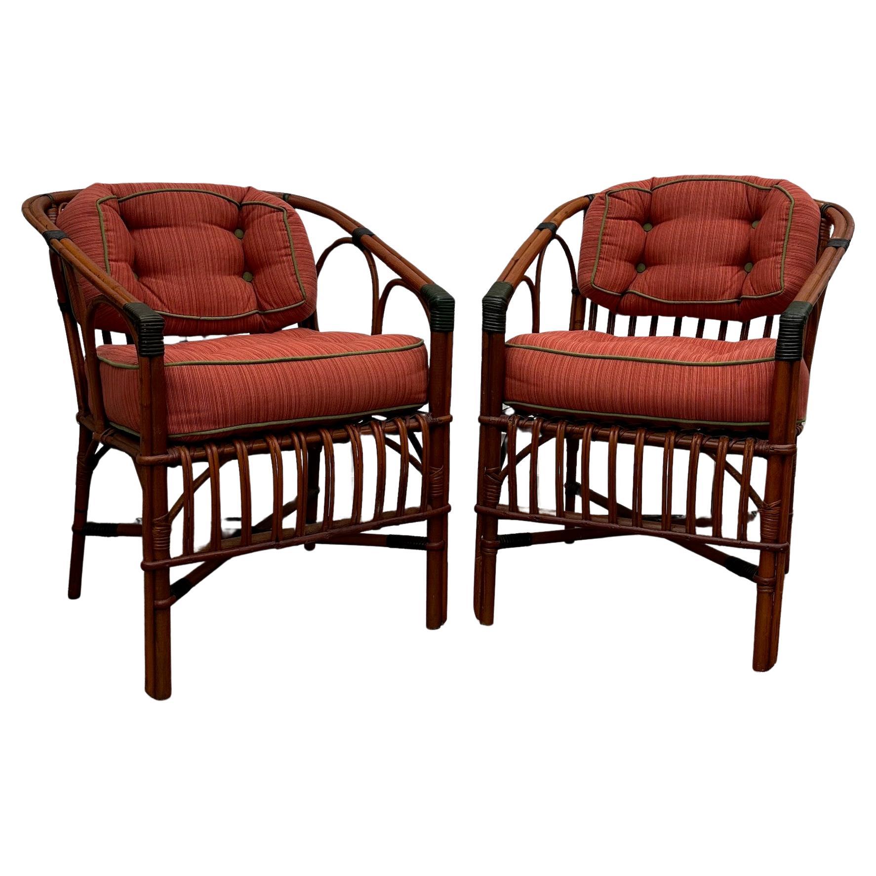A Pair of Rattan / Bentwood Dining / Arm Chairs For Sale