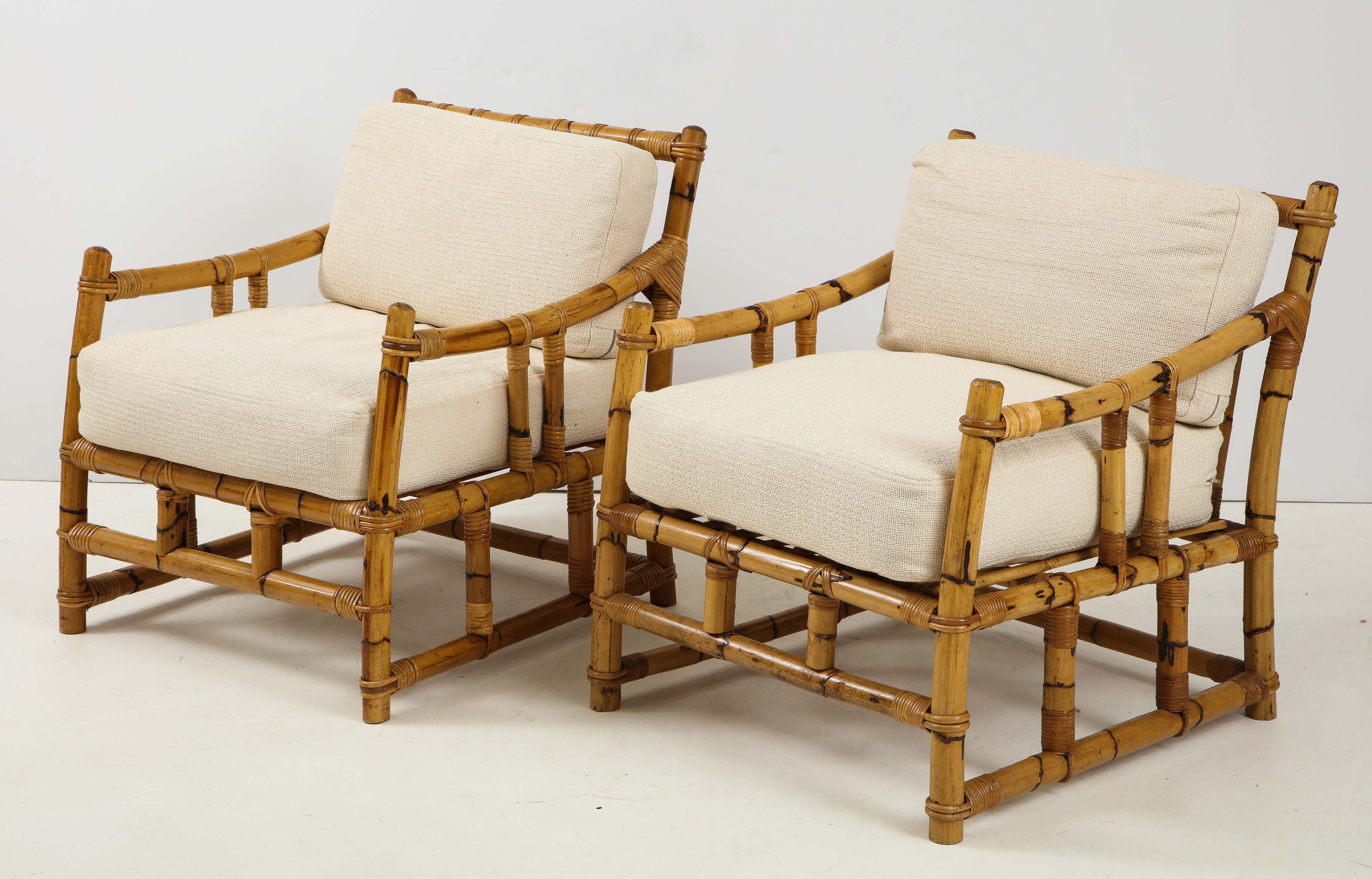 French Pair of Rattan Fauteuils