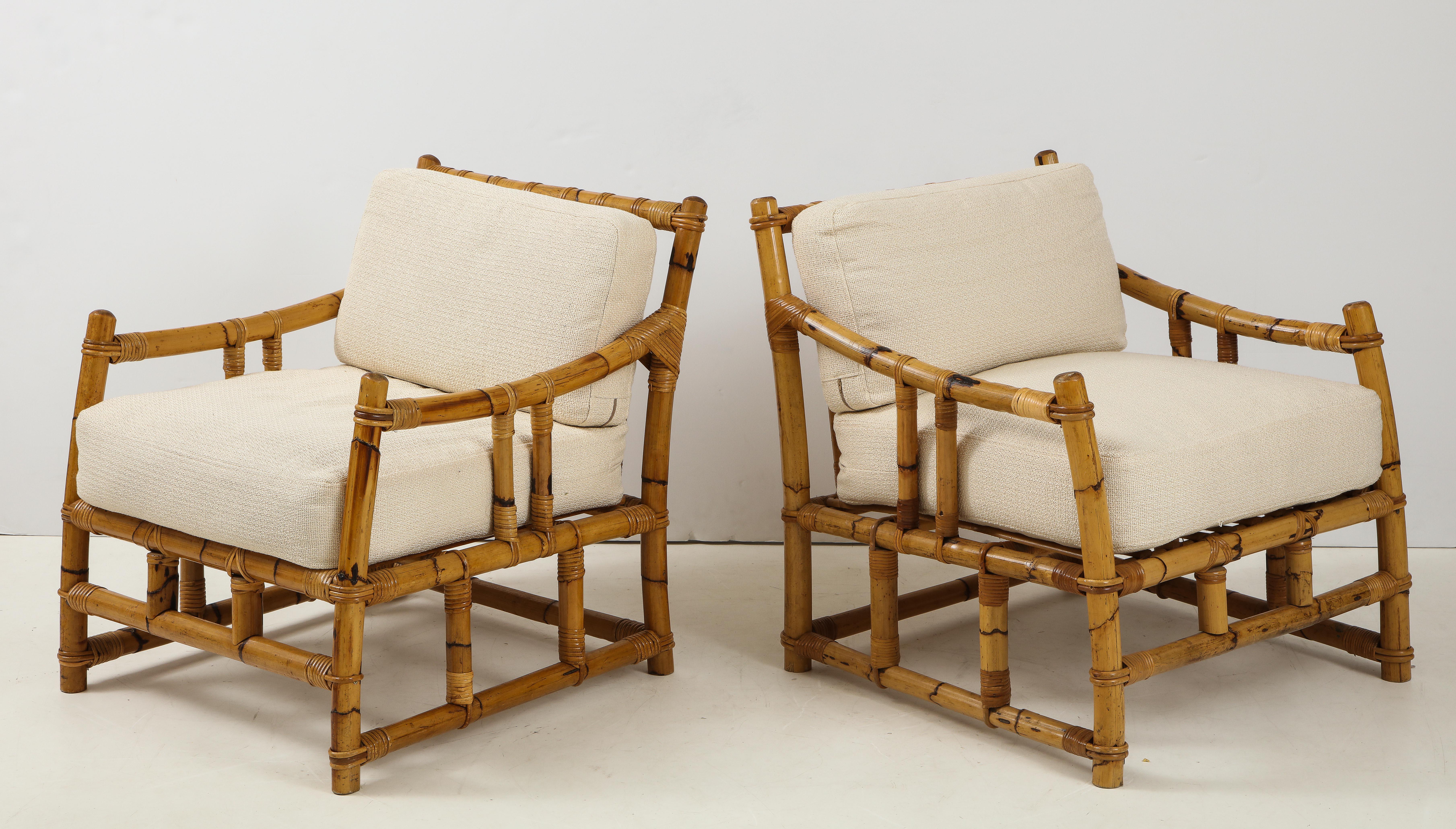 Pair of Rattan Fauteuils In Excellent Condition In New York, NY