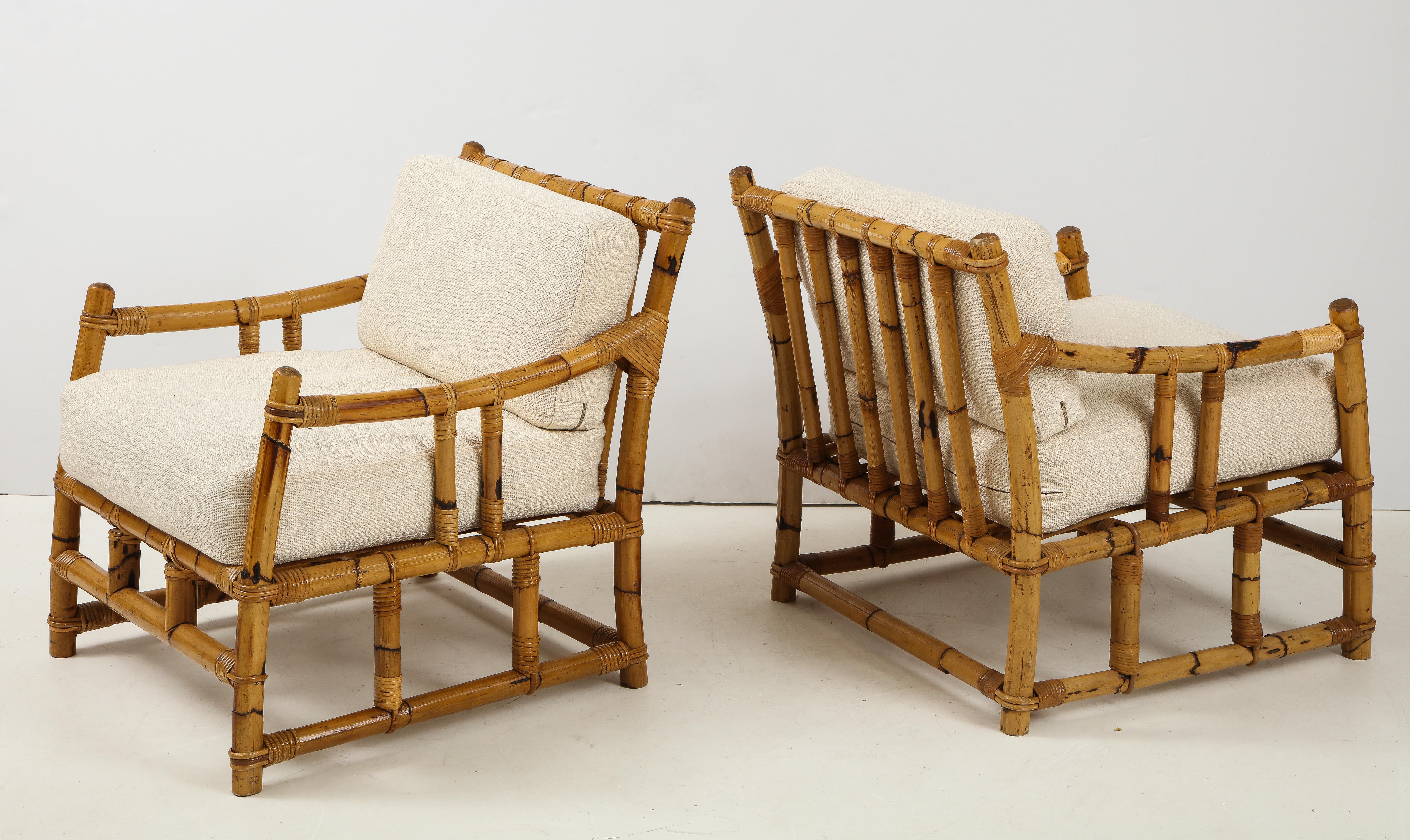 Late 20th Century Pair of Rattan Fauteuils