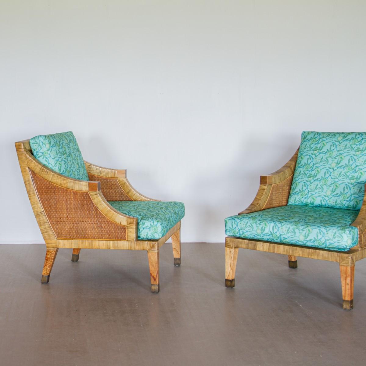Pair of Rattan Framed Armchairs, 1970s 1