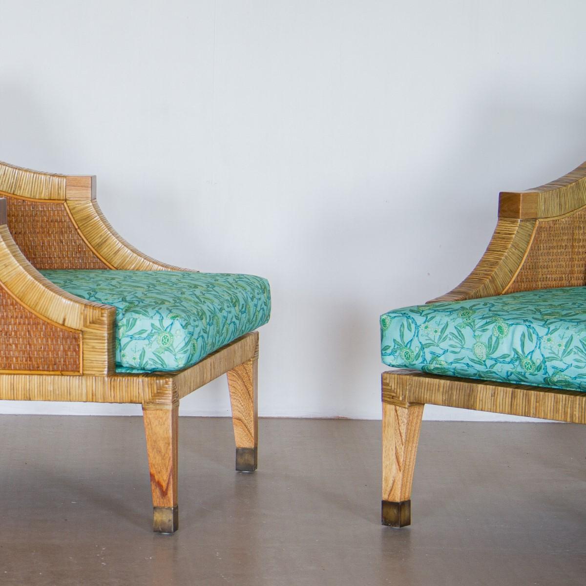 Pair of Rattan Framed Armchairs, 1970s 3