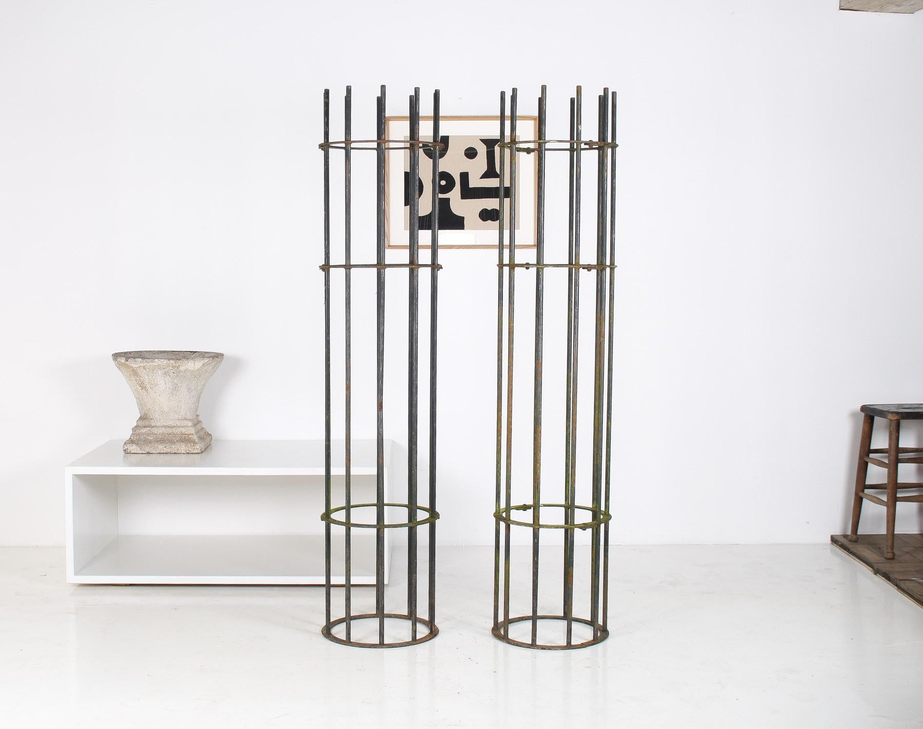 British A Pair of Reclaimed Iron Tree Guards Garden Trellis Topiary Frames For Sale