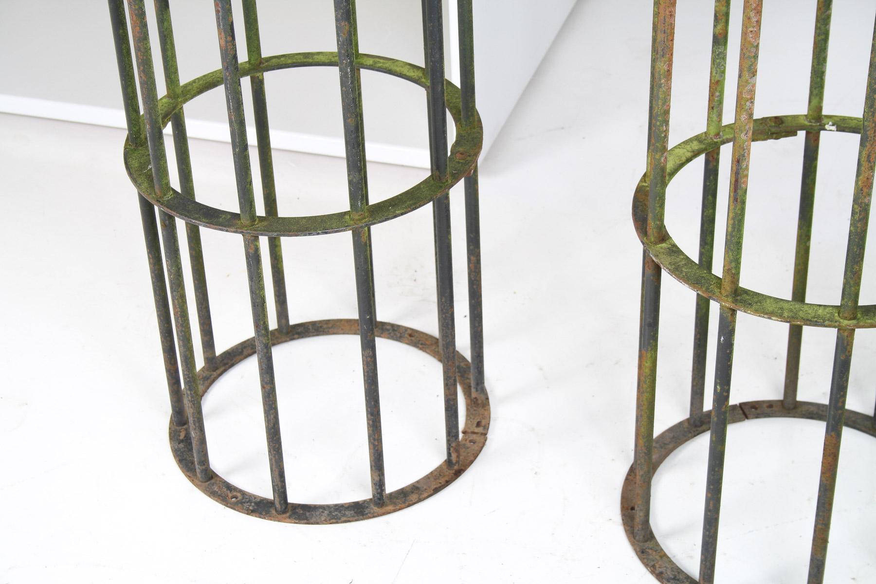 20th Century A Pair of Reclaimed Iron Tree Guards Garden Trellis Topiary Frames For Sale