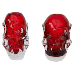 A pair of Red Glass Vase by Börne Augustsson for Åseda, Sweden
