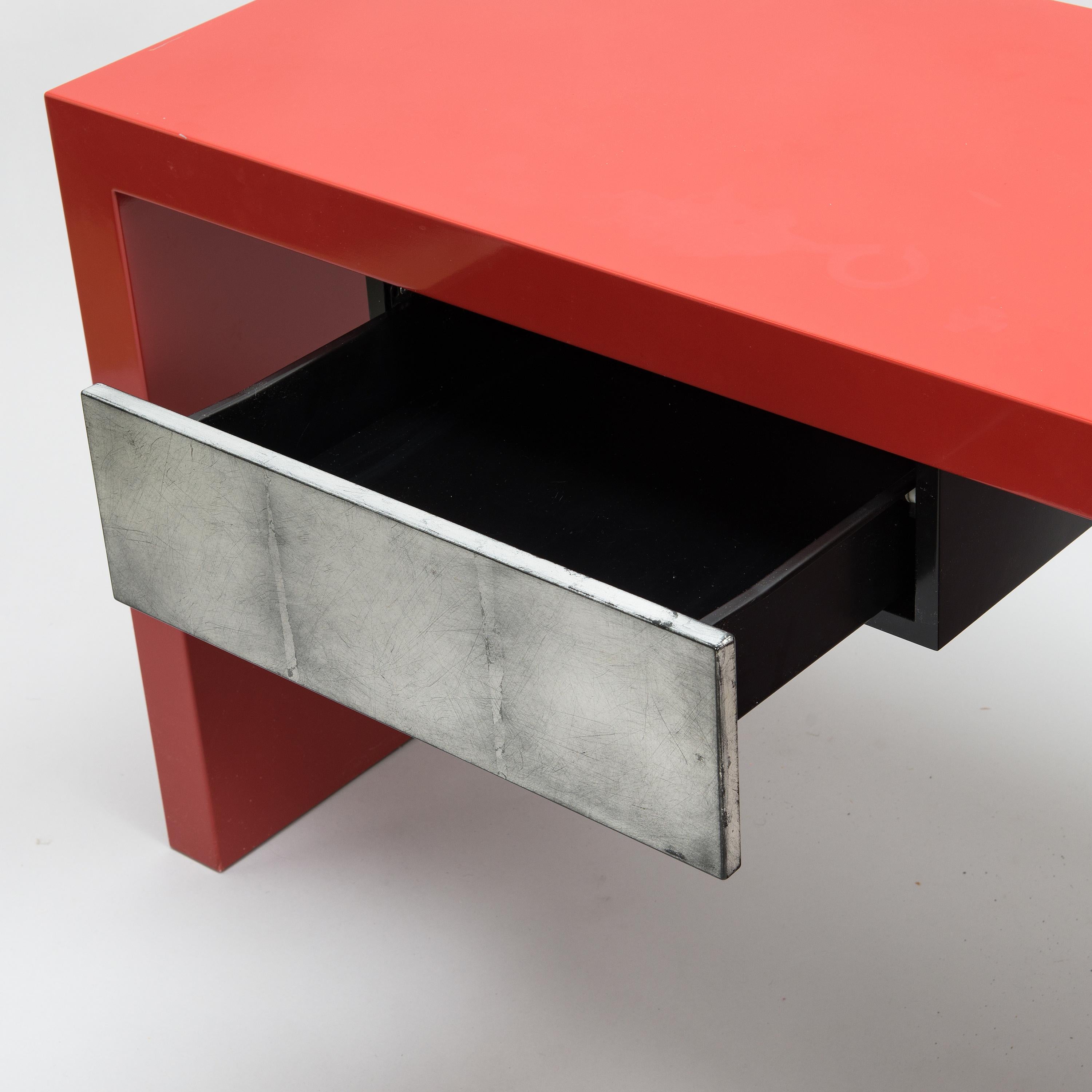Finnish A pair of red lacquered tables by Artist  Kaisa Blomstedt Sweden 1990 For Sale