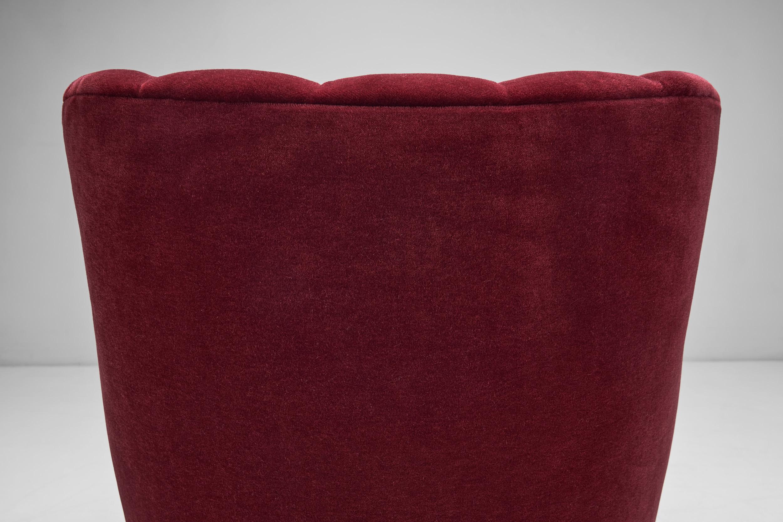 A Pair of Red Mohair Armchairs, Europe 1930s 10