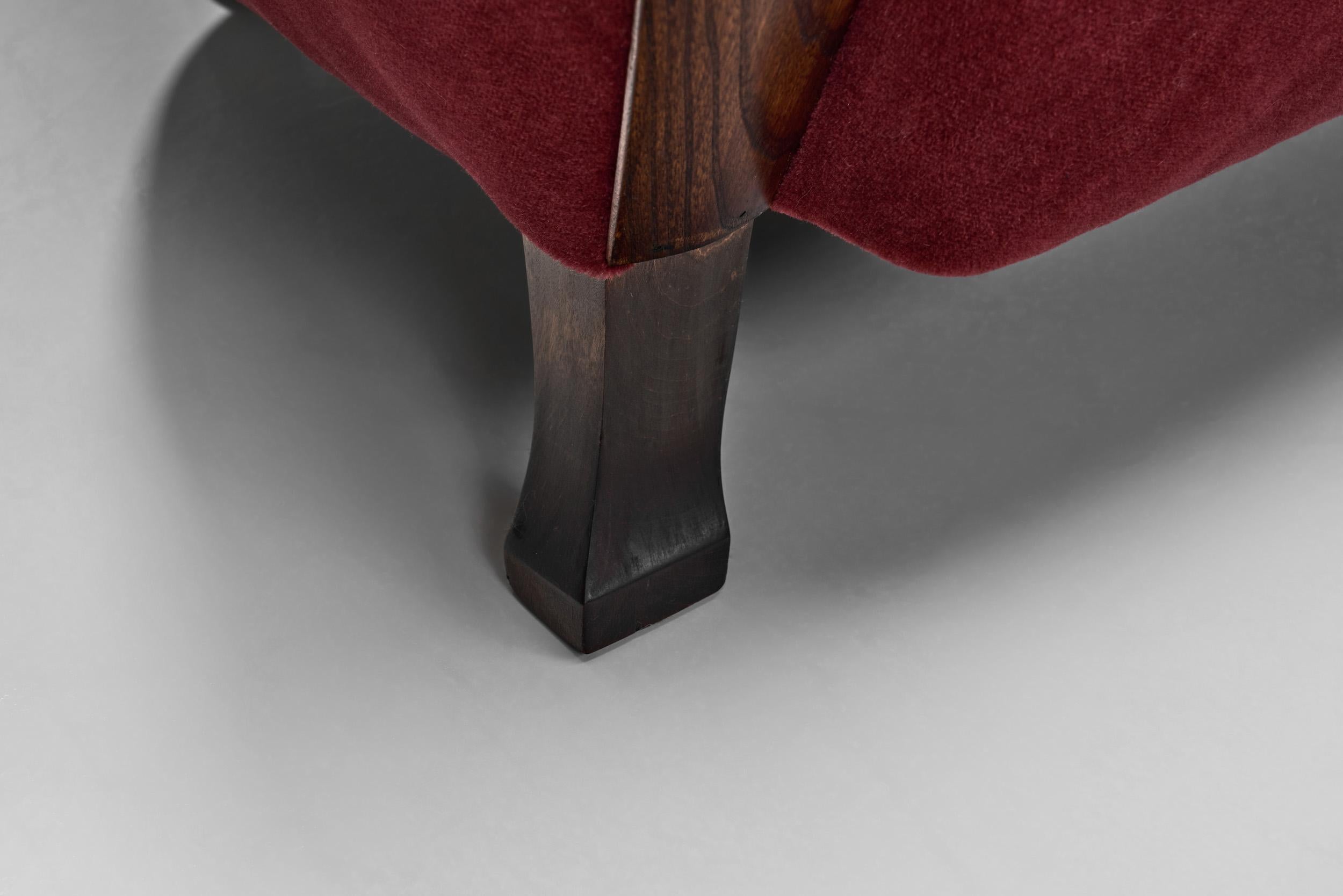 A Pair of Red Mohair Armchairs, Europe 1930s 12