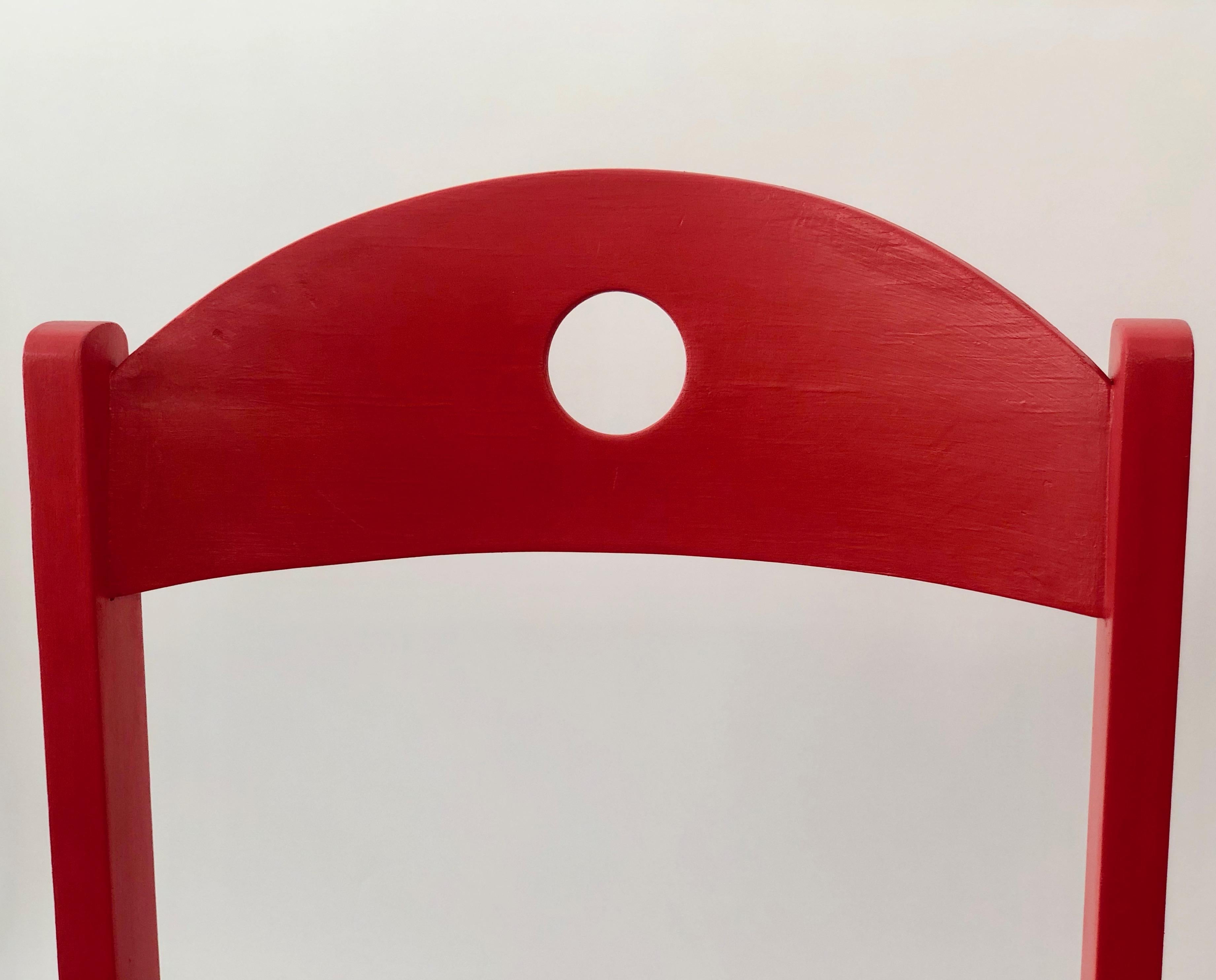 Pair of Red Painted Children Chairs from the 1970 's For Sale 1