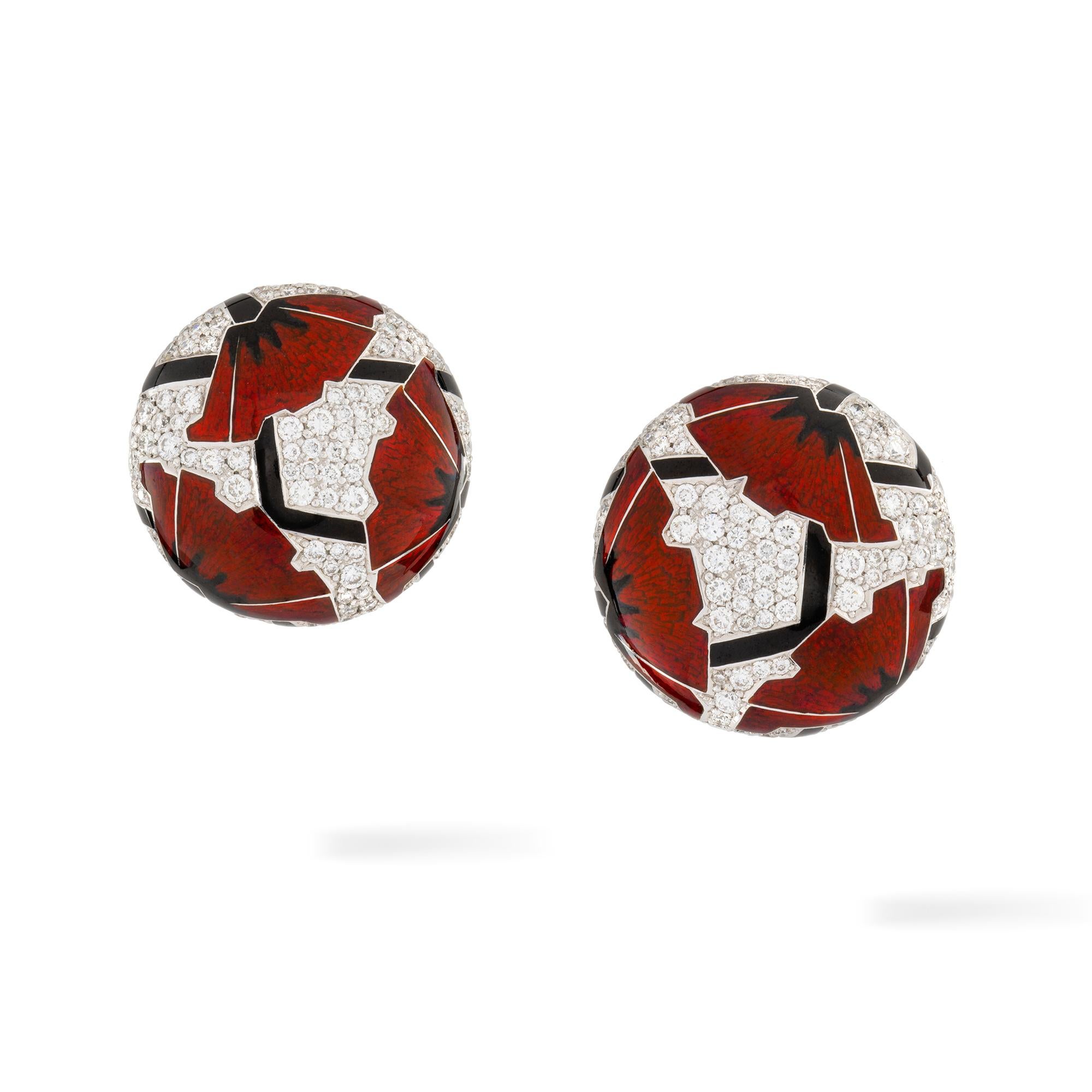 Modern Pair of Red Poppies Art Deco Style Earrings by Ilgiz F For Sale