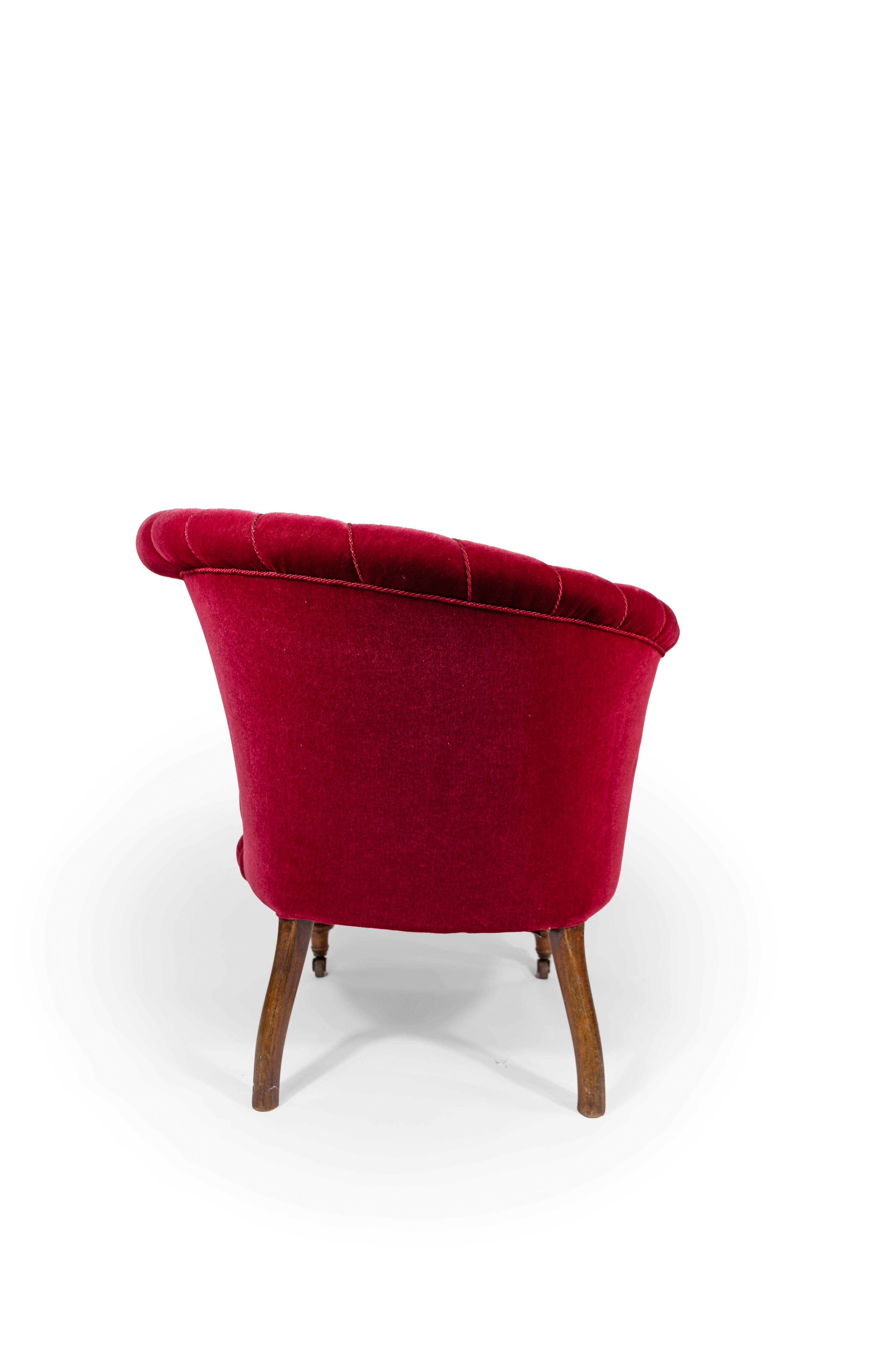 Velvet A Pair of Red Swedish Slipper Chairs For Sale