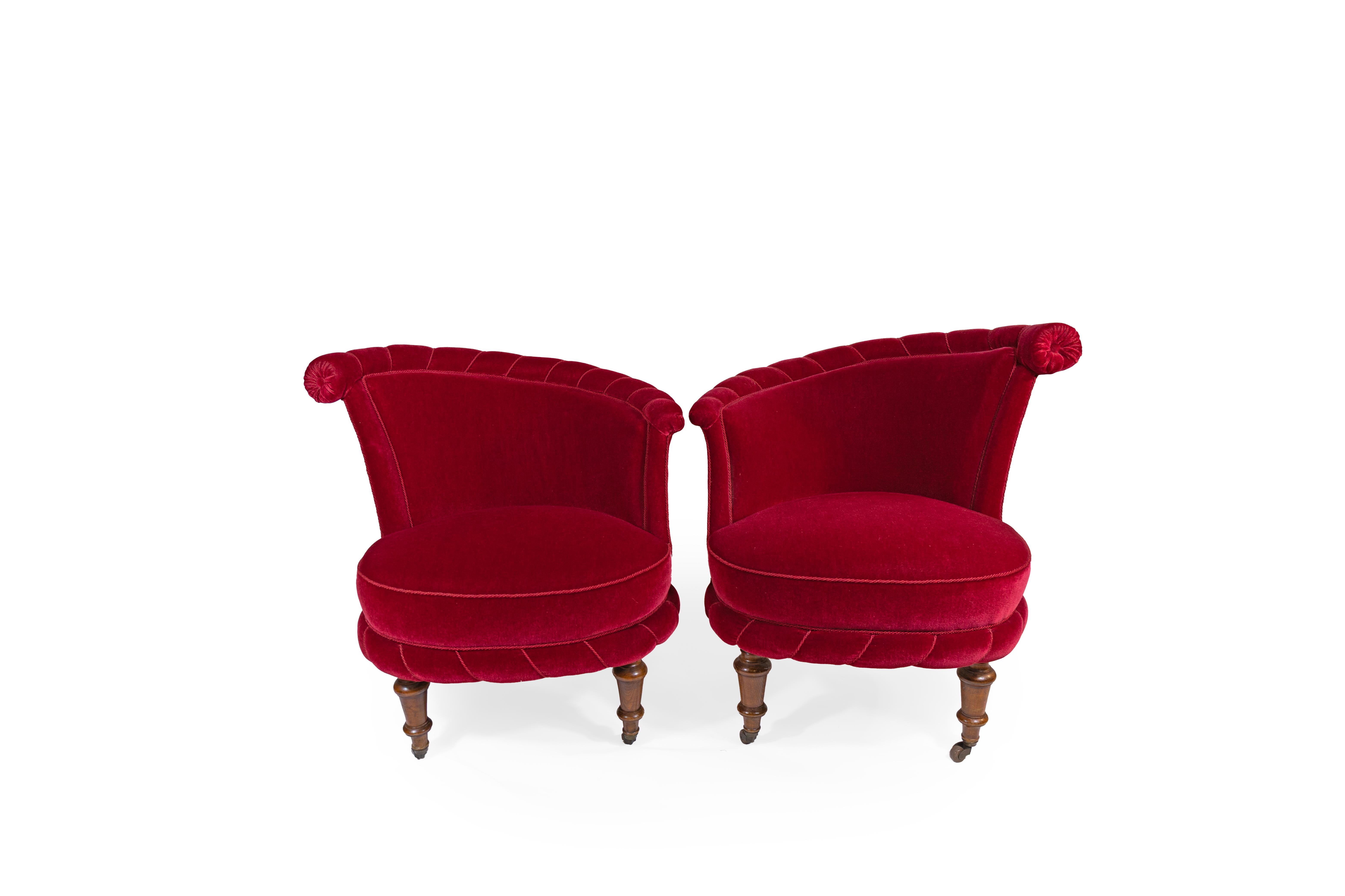 A Pair of Red Swedish Slipper Chairs For Sale 2